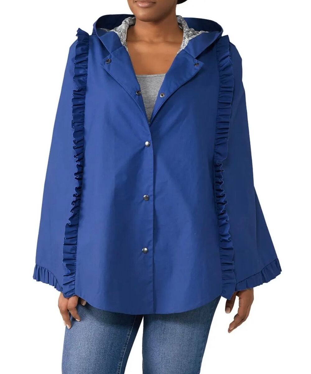 Deborah Lyons Blue Memphis Cape Coat 8